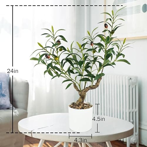 Caxchiling Artificial Olive Tree 2FT, Faux Potted Tree Indoor | Small Olive Tree with Lifelike Leaves and Fruits, Ideal for Tabletop, Desk, Shelf, Office, Kitchen and Living Room Decor thumbnail 3