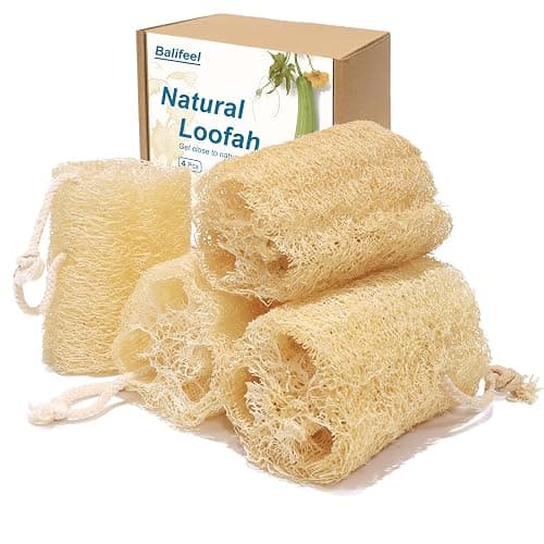 Balifeel Organic Natural Loofah Sponges 4.7'' Luffa Spa,Pack of 4 Exfoliating & Smooth Skin Bath Shower Loofas Loofa for Women and Men Body Scrubber - Image 1
