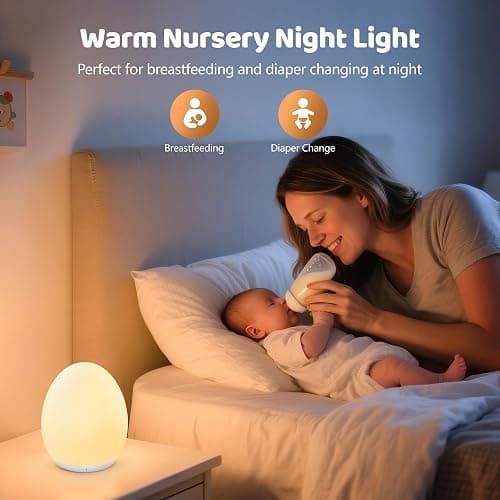 MediAcous Night Light for Kids, Baby Egg Light for Nursery, 7 Colors Changing & Stepless Dimming, Soft Silicone Touch Night Lamp with 1 Hour Timer, Rechargeable Nursery Night for Breastfeeding thumbnail 4