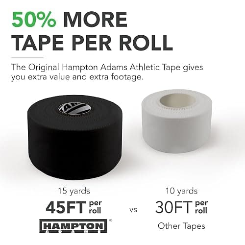 Hampton Adams Athletic Sports Tape, Very Strong, Easy Tear, No Residue | Premium Cotton Blend, 45 ft Rolls, 3 Pack, Strong Hold for Fingers Ankles & Wrists, Tears by Hand, No Sticky Residue thumbnail 5