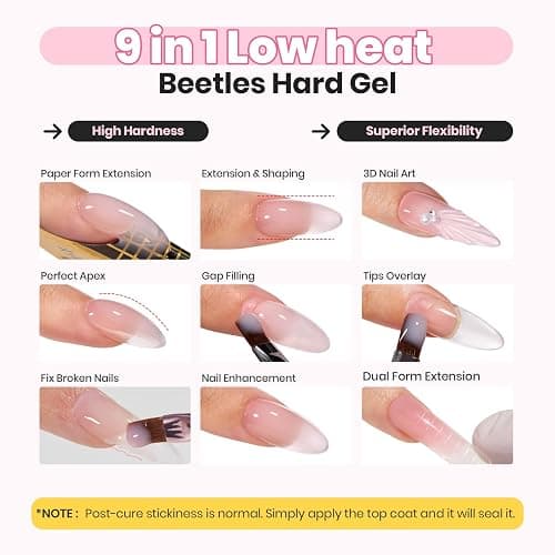Beetles Low Heat Hard Gel-Mint Sheer Clear Builder Nail Gel,1 oz 9 in 1 Nail Extension,Sculpting,Building Instant Apex for Salon Professionals,UV & LED Lamp Cured Needed thumbnail 3