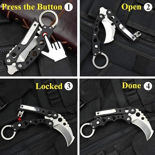 NedFoss Pocket Knife, EDC Folding Pocket Knife with Clip, G10 Handle, Button Lock, Compact Cool Knives for Men Every Day Carry, Outdoor Activities thumbnail 6