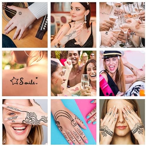 Koogel 18 Sheets 97PCS Henna Tattoo Stencil Kit, Reusable Mehndi Templates for Indian Weddings, Christmas & New Year, Ramadan, Bridal Mehndi & Tattoo Templates for Women, Girls & Body Art thumbnail 3