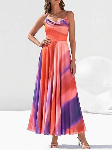 BTFBM Women Summer Floral Maxi Dresses Elegant Spaghetti Strap Dress Printed Party Dress Beach Long Dresses thumbnail 5