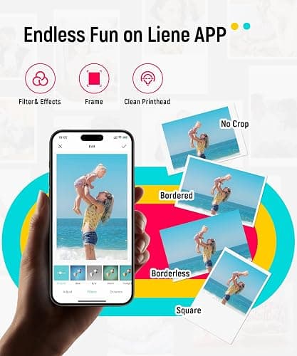 Liene Pearl K100 Photo Printer, 2x3” Mini Portable Instant Phone Printer 50 Zink Adhesive Paper, Bluetooth 5.2 Compatible w/iOS & Android, Small Color Picture Printer for iPhone Smartphone Green thumbnail 8