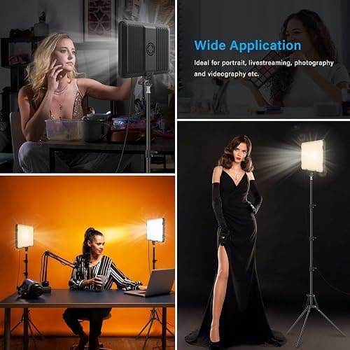 2 Pack LED Video Light with 63'' Tripod Stand, Obeamiu 2500-8500K Dimmable Photography Studio Lighting for Video Film Recording/Collection Portrait/Live Game Streaming/YouTube Podcast, USB Charger thumbnail 7