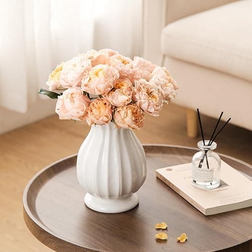 White Ceramic Vase, 7.8 Inch Flower Vase Home Decor Modern Decorative Vases | Unique Minimalism Vases for Pampas Grass Farmhouse Bedroom Living Room Cabinet Table Centerpieces Wedding Decorations thumbnail 7