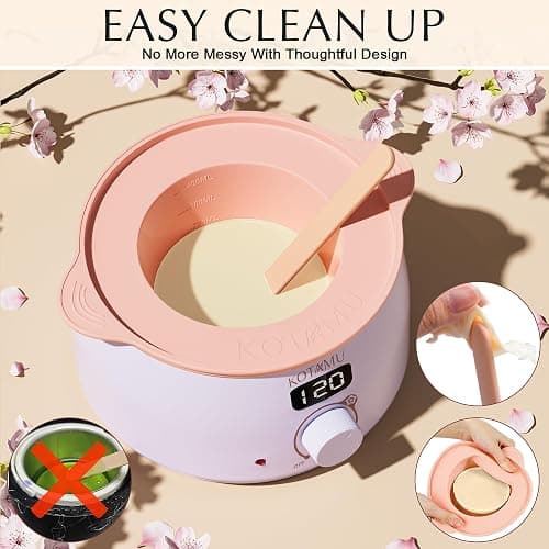 KOTAMU Waxing Kit for Women & Men, Wax Warmer for Hair Removal, Digital Wax Kit with SiliconePot，Ideal for Face Eyebrow Arm Legs Armpit &Sensitive Skin, Purple Waxing Machine With 44 Accessories thumbnail 6