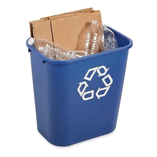 Rubbermaid Commercial Products Deskside Recycling Can, 7-Gallon/28-Quart, Blue Recycling Symbol, Plastic, for Bedroom/Bathroom/Office/Under Desk/Sink, Pack of 4 thumbnail 5