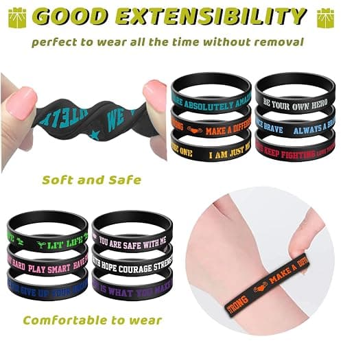 ZIQON 12 Pcs Inspirational Rubber Bracelet Motivational Quote Silicone Bracelets Colored Inspirational Wristbands Stretch Unisex Wristbands for Women Men Teen Gifts thumbnail 7