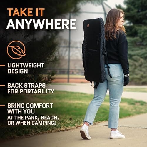 Heated Stadium Seats for Bleachers with Back Support Memory Foam – USB Battery Included - Upgraded 3 Levels of Heat - Foldable Chair - 4 Pockets for Snacks, Cup Holder - for Camping (Black 2.0) thumbnail 3