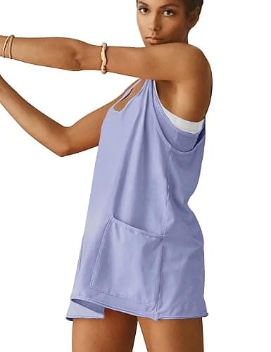 VIUTIL Womens Athletic Dress Built in Shorts Hot Shot Mini Dress Spaghetti Straps Tennis Workout 2026 Summer Romper Dress thumbnail 4