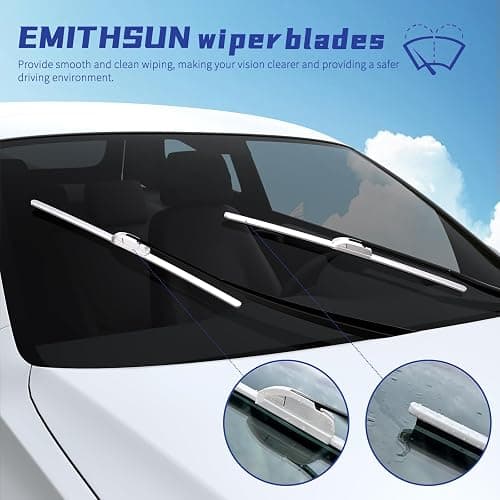 EMITHSUN OEM QUALITY 24" + 24" Premium All-Seasons Durable Stable And Quiet White Windshield Wiper Blades (Set of 2) thumbnail 2