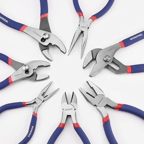 7-Piece WORKPRO Pliers Set with Groove Joint, Long Nose, Slip Joint, Linesman, and Diagonal Pliers for DIY & Home Use thumbnail 8