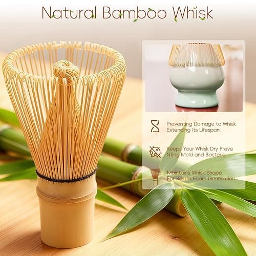 HUSHHAVN Matcha Whisk Set, Ceramic Matcha Set Includes Bowl & Holder, Bamboo Whisk (Chasen), Scoop, Spoon and Sifter, 6PCS Matcha Kit Covers Everything Needed for Making Matcha (Green) thumbnail 4