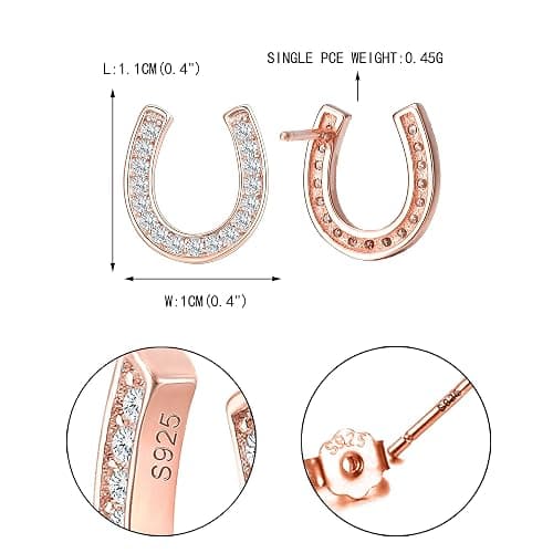 EVER FAITH 925 Sterling Silver Cubic Zirconia Lucky Horseshoe Stud Earrings | Delicate Birthday/Mothers Day/Christmas Jewelry Gift, for Women Wife thumbnail 7