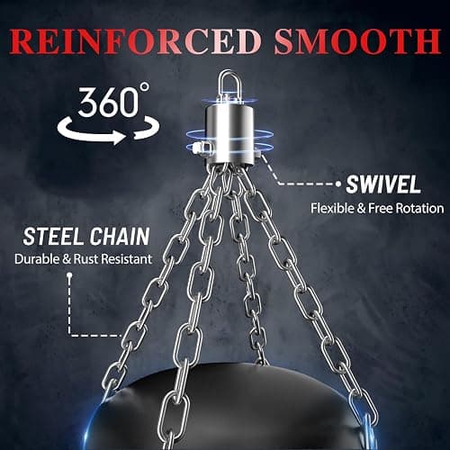 Vensmuste Punching Bag for Adults, 4FT Oxford Heavy Boxing Bag Set, Punching Bag with 12OZ Boxing Gloves, Chains, Hand Wraps, etc. Suitable for MMA Karate Kickboxing Boxing - Unfilled thumbnail 5