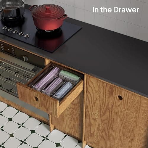 Aquiver Acrylic Bags Storage Organizer - Baggie Bags Drawer Organizer & Plastic Food Storage Bags Holder - Compatible with Gallon, Quart, Sandwich, Snap, Freezer, Slider Bags (Clear) thumbnail 5