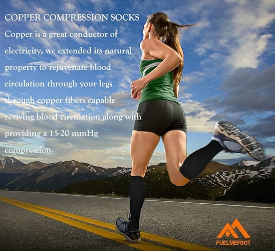 FuelMeFoot 3 Pack Copper Compression Socks - Compression Socks Women & Men Circulation - Best for Medical,Running,Athletic thumbnail 3