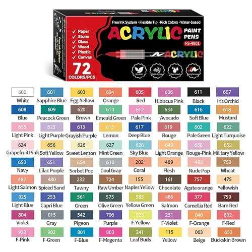 TECADA 72 Colors Acrylic Paint Markers, Soft Brush Tip Acrylic Markers Set, Paint Pens for Wood, Fabric, Canvas, Glass, Stone, Canvas, Rock Painting and DIY Crafts Art Supplies thumbnail 9