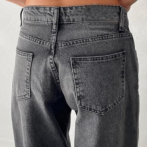 Women's Y2k Low Rise Baggy Jeans Washed Straight Wide Leg Denim Pants Casual Loose Vintage Fit Boyfriend Jean Denim Pants thumbnail 4
