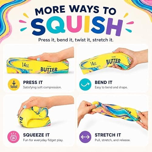 Big Butter Squishy, 2026 New 14oz Giant Squishies Butter Jumbo Slow Rising Squeeze PU Foam Fidget for Anxiety & Sensory Stress Relief Fidget Adults(Giant Butter-multicolor) thumbnail 6