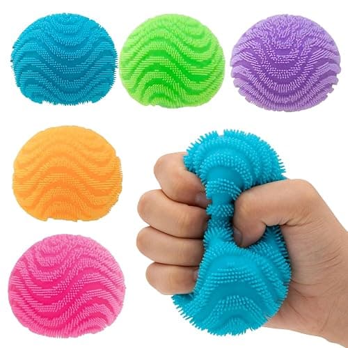 Fuzz Ball Squishy Stress Ball Slow Rising Memory Foam Fidget Squishy Fuzz Balls Adults Anxiety Stress Relief Toys (Blue) thumbnail 4