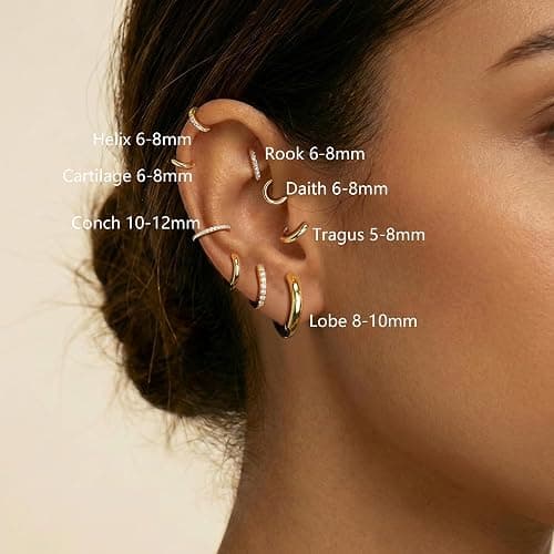 Maxcate 4 Pair Small Gold Hoop Earrings for Women Sensitive Ears - Hypoallergenic 14k Real Gold Plated Hoops Zirconia Cartilage Huggie Earrings Set Helix Piercing Earring Gold Jewelry for Women Gift thumbnail 4