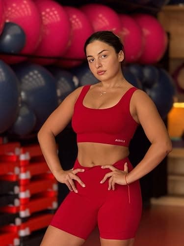 AUROLA Power Womens Square Back Basic Sports Bra - Square Neck Padded Low Impact Yoga Bra Workout Crop Top thumbnail 2
