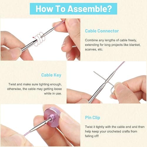 Aeelike Interchangeable Knitting Needles Set, 9 Pairs Circular Knitting Needles Aluminum (Size 3.0mm-8.0mm) with 4 Cables Accessories and Cute Storage Case for Socks Blankets Cushions, Ideal Gift thumbnail 3