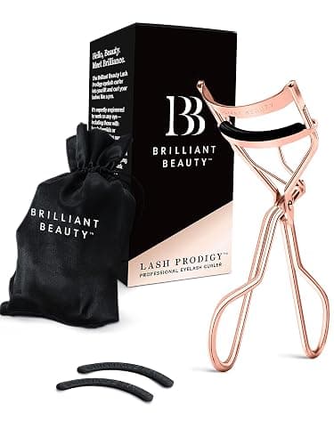 Brilliant Beauty Eyelash Curler with Satin Bag & Refill Pads - Award Winning - No Pinching, Just Dramatically Curled Eyelashes for a Lash Lift in Seconds (Rose Gold) - 1*rose Gold - Image 1