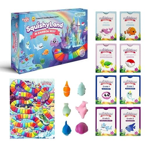 The Fidget Game SquishyLand in Rainbow Reef - Educational & Phonics Kindergarten Learning Activities for Children in Pre-K to 2nd Grade - Mochi Squishy Toys Set with Board Game (2-6 Players) - Image 1