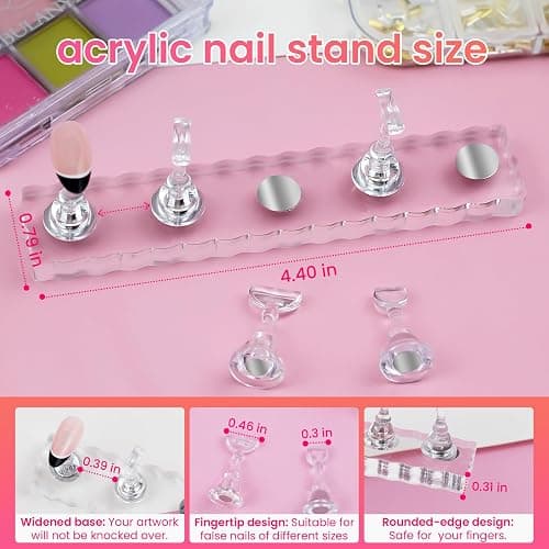 ESUOHYM Nail Stand For Press On Acrylic Strong Magnetic Nail Holder Kit For Painting Nails Tip Arts Display With 200PCS Double-Sided Tape And 1 Heart Shaped Acrylic Magnetic Presson Stands Nail Art Supplies thumbnail 2