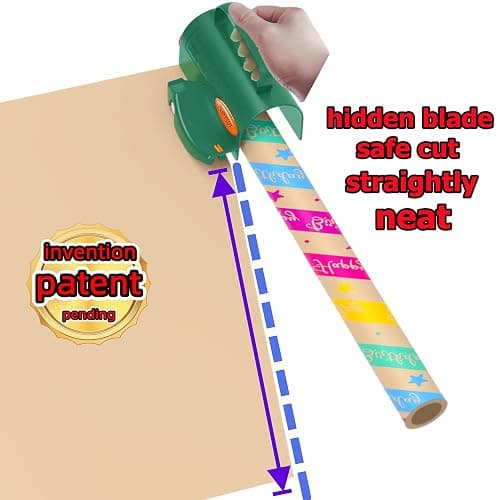 PERFYCUT Wrapping Paper Roll Cutter Tool with 3 pcs Replaceable Blade Kit Gift Wrapping Paper Cutter for Christmas and Birthday Wrapping Paper Gift Wrap Cutter Holder Tube Slicing Trimming. thumbnail 4