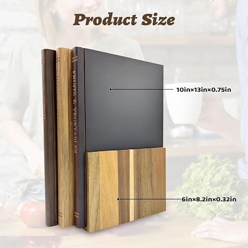 Lot de 3 planches à découper en bois massif avec support en bois pour les amateurs de livres, fruits, légumes, viande, poisson, fromage et pain (marron) thumbnail 4