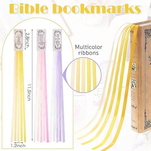 Outus 3 Pieces Bible Ribbon Bookmark Markers Artificial Leather Bookmark with Colorful Ribbons for Books(Inspirational Style,Gentle Color) thumbnail 2