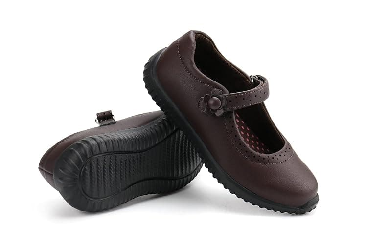 JABASIC Girl's Mary Jane School Uniform Shoes | Lightweight, Non-marking Sole, Hook & Loop Strap, Soft Insole, All Day Comfort, Daily School Wear, Roomy Toe, Little/Big Girl thumbnail 6