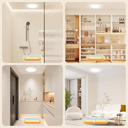 Givryes 2Pack Rechargeable Magnetic Ceiling Light/Shower Light with Remote | Motion Sensor, Wireless, Power Indicator, Waterproof, Battery-Powered LED, 3 Color, Dimmable, Closet, Pantry, Hallway, Patio thumbnail 7