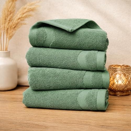 MONDAY MOOSE Scalloped Decorative Hand Towels, 2-Pack Soft Cotton with Wavy Embossed Design for Bathroom, Kitchen or Spa (16x28 inch, Sage) thumbnail 8