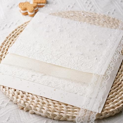LewuwoPoing 15Pcs Handmade Scrapbook Art Paper Craft Textured Paper Colorful A5 sheet Mesh Special Paper Mix for Scrapbooking Junk Journal Journaling Supplies DIY Materials,5.8x8.2 inches (White) thumbnail 5