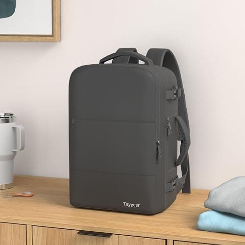 Taygeer Travel Laptop Backpack for Men Women, Airplane Approved Travel Backpack Suitcase with Water Bottle Pocket, Lightweight College 35l Luggage Bag 15.6inch Laptop Mochila Gifts for Business,Black thumbnail 2