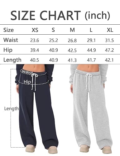 HeSaYep Women's Fleece Lined Sweatpants Wide Leg Thermal Winter Warm Baggy Sweat Pants with Pockets thumbnail 7