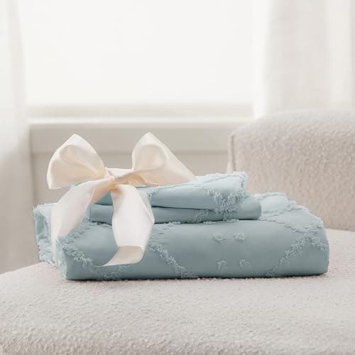 Bedsure Boho Duvet Cover Queen Size,Dusty Blue Breathable & Soft Boho Bedding, Machine Washable Comforter Cover for All Seasons, Includes 1 Duvet Cover 90"x90" with 2 Pillow Shams & Zipper Closure thumbnail 6