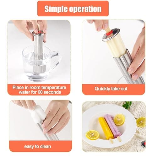 Stainless Steel Popsicle Molds, Set of 6 Ice Cream Maker, Ice Pop Molds With Holder, Metal Reusable Homemade Popsicle Molds with Sticks and Bags (Flower Cup) thumbnail 4