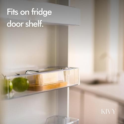 KIVY Glass butter dish with airtight lid that keeps butter soft - For countertop and refrigerator door shelf - Butter tray with lid fridge - Butter holder for counter - Covered butter dishes thumbnail 5