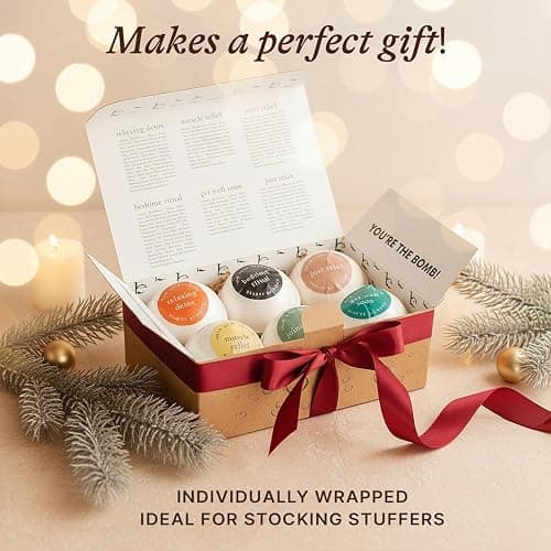 Bath Bombs Gift Set, USA Made with Organic & Natural Ingredients, Christmas Stocking Stuffers for Women & Men, Relaxing Spa Gifts, Wife Stocking Stuffers thumbnail 6