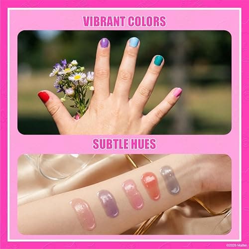 Barbie Cosmetic Makeup Set for Girls with Super Sparkly Lip Gloss Nail Polish and Nail Stickers 11 Pieces, Perfect for Parties Sleepovers Makeovers, Birthday, Ages by Townley Girl thumbnail 6