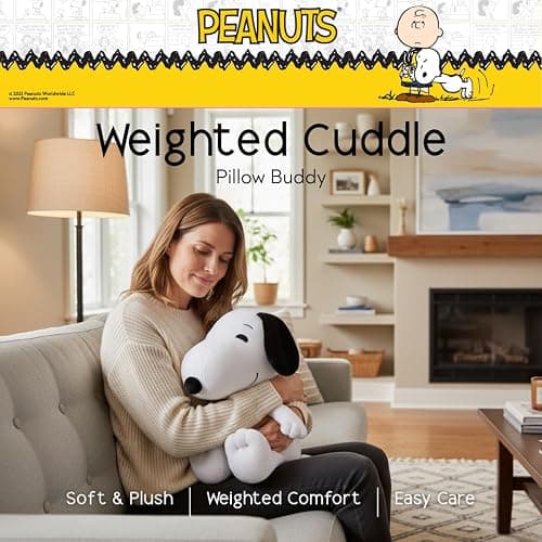 Franco Calm Peanuts Snoopy Weighted Cuddle Pillow – 3lb Soft Plush & Cozy Pilow for Comfort, (Officially Licensed Product) thumbnail 3