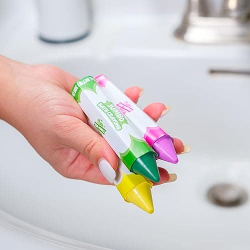 Tub Works® Smooth™ Jumbo Bath Crayons Bath Toy | Nontoxic, Washable Bath Crayons for Toddlers & Kids | Unique Formula Draws Smoothly & Vividly on Wet & Dry Tub Walls | Large, Easy-Grip Bathtub Crayons thumbnail 2