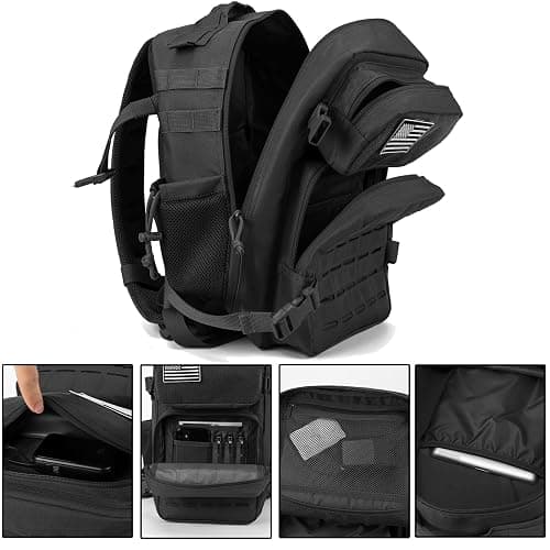 QT&QY 25L/45L Military Tactical Backpack For Men Molle Daypack 3 Day Bug Out Bag Hiking Rucksack With Bottle Holder thumbnail 5